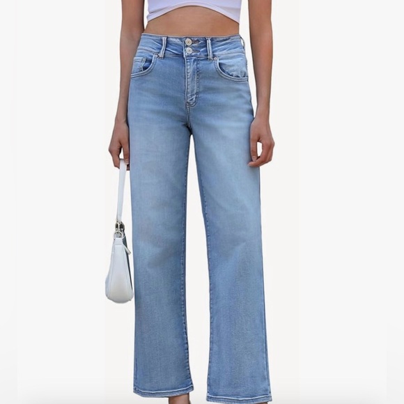 Ofluck Denim - High-Rise Wide-Leg Jeans in Light Blue Wash